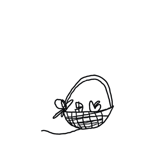 LADEN & MEHR Skizze von einem Korb mit Obst